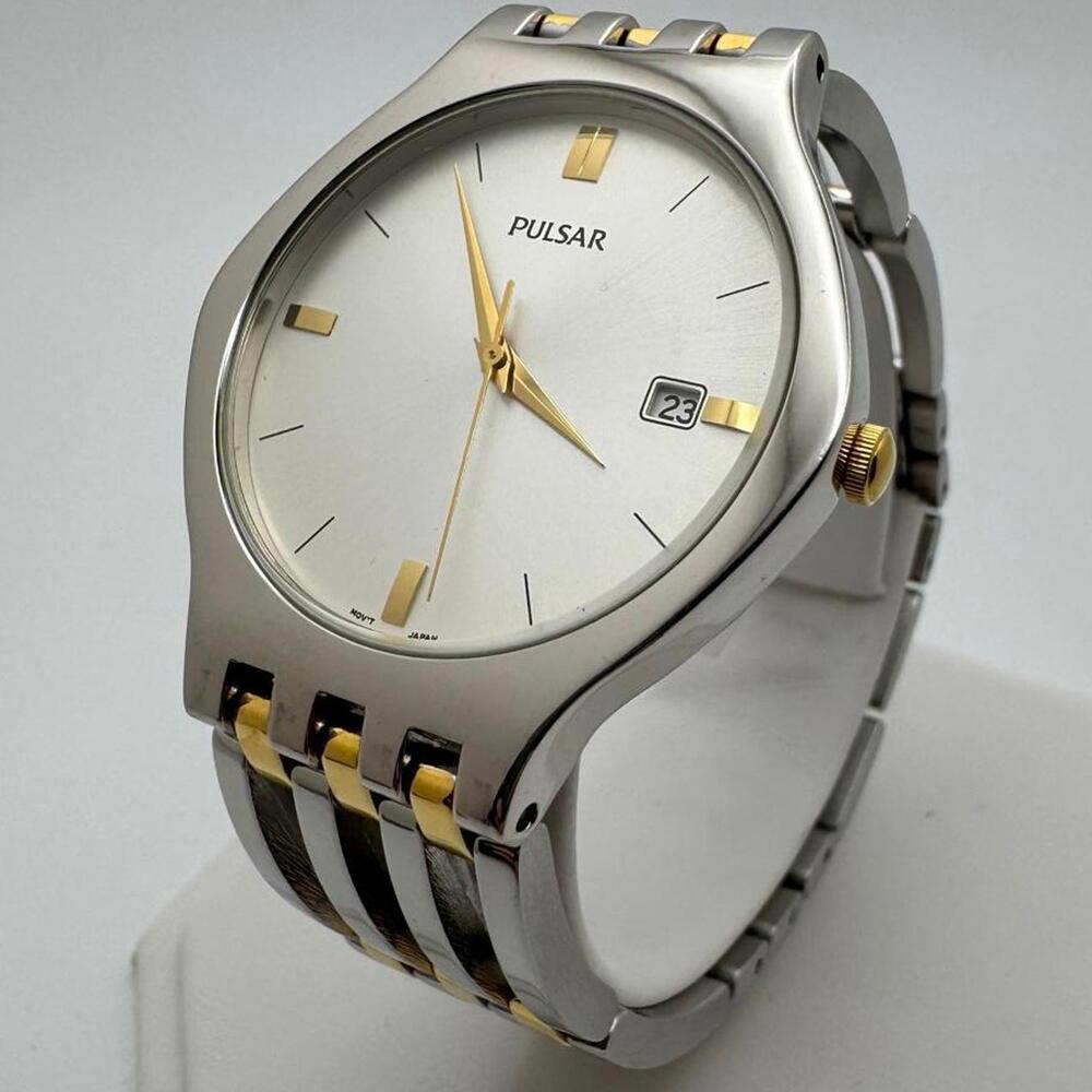 Vintage Pulsar Two-Tone Quartz Watch 35mm Silver/Gold Dress | Hole Watch Co